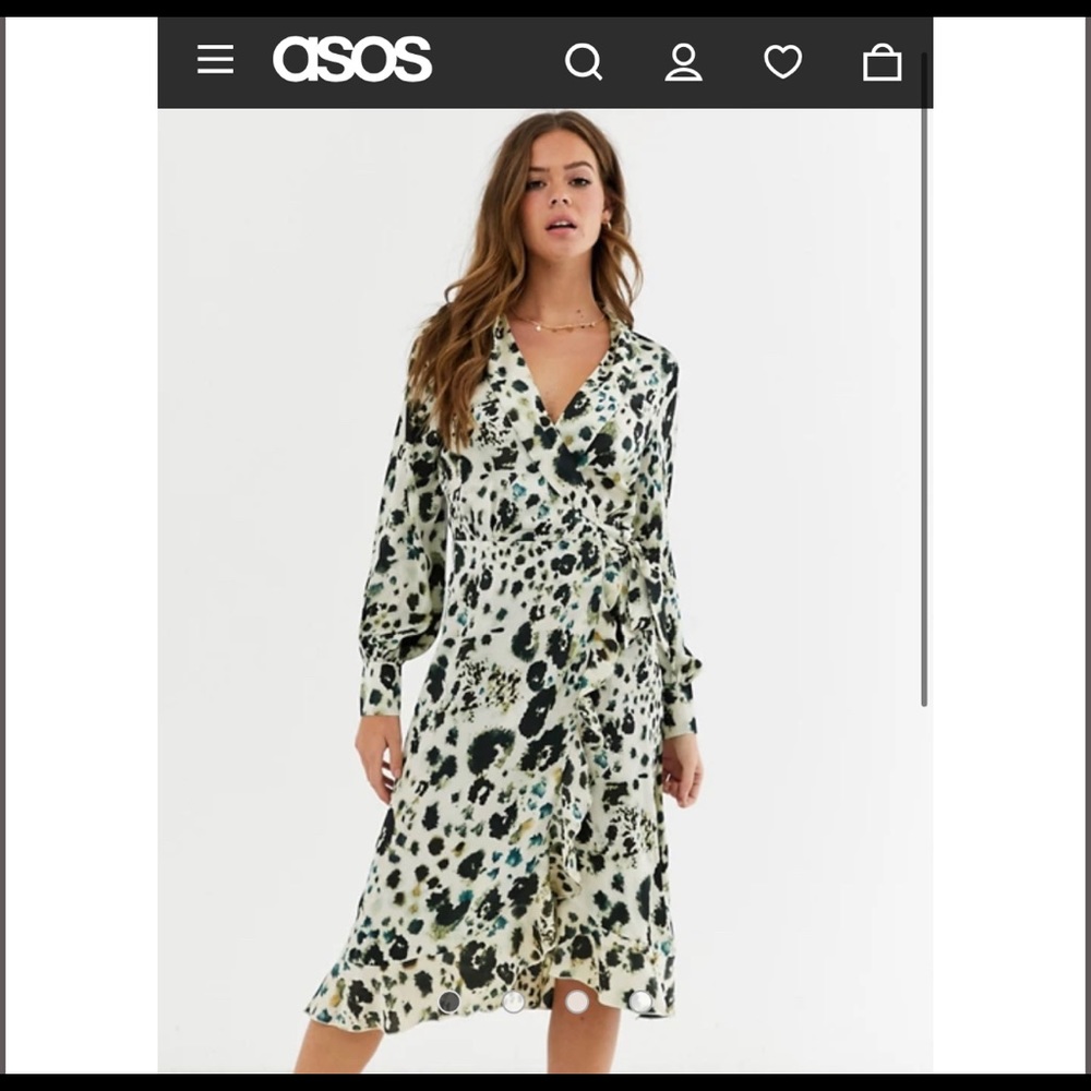 Wrap Front Satin Midi Dress